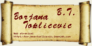 Borjana Topličević vizit kartica